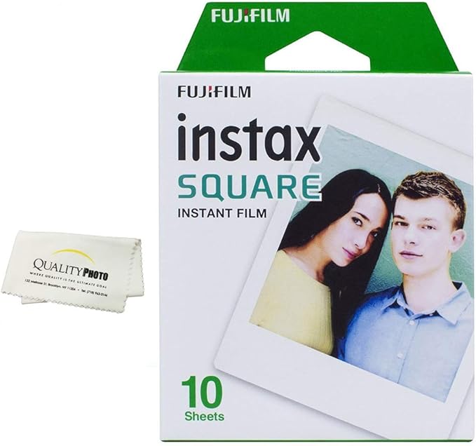 Fujifilm Instax Square Instant Film - 10 Exposures - for use with The Fujifilm instax Square Instant Camera + Quality Photo Microfiber Cloth