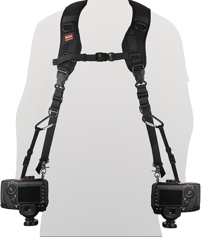 ztowoto Camera Strap Double Shoulder Camera Strap Harness Quick Release Adjustable Dual Camera Tether Strap with Safety Tether and Lens Cleaning Cloth for DSLR SLR Camera