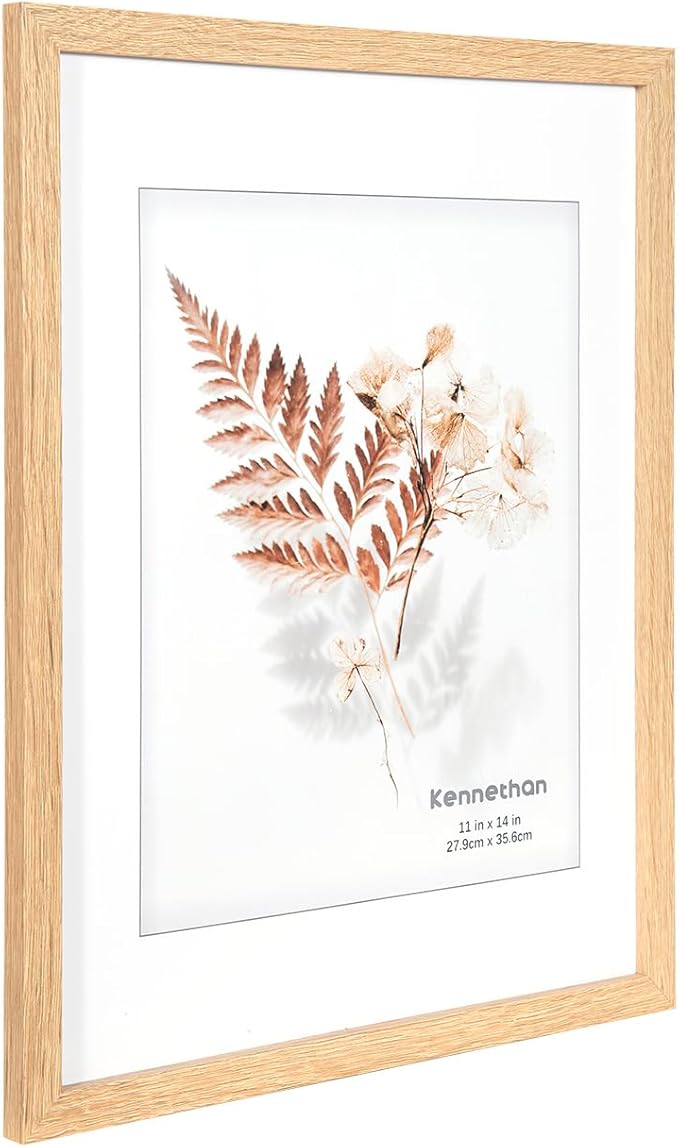 kennethan 11x14 Picture Frame Oak Set of 3, Wooden Poster Frame for Wall Mounting Display for Home, Office,Gallery,Holiday with Photos, Posters, Puzzles
