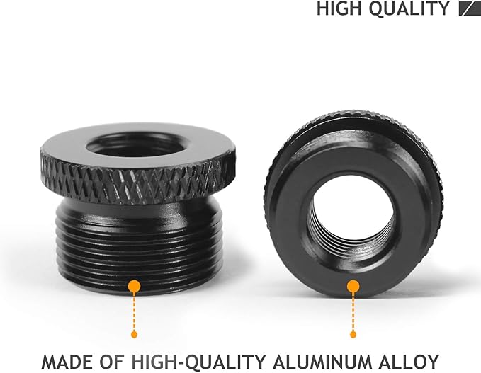 2 Pack Screw Thread Adapter, 5/8" Male to 3/8" Female Mic Screw for Blue Yeti/Blue Snowball/Yeti X Microphone Stand Mount (Black)