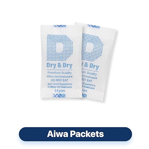 Dry & Dry 0.5 Gram [200 Packets] Silica Gel Packets Desiccants, Silica Packets - Rechargeable Silica Gel Packs, Desiccants Packets, Silica Gel