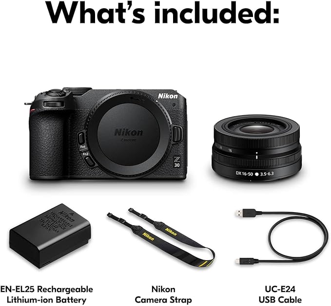 Nikon Z 30 with Wide-Angle Zoom Lens | Our most compact, lightweight mirrorless stills/video camera with 16-50mm zoom lens | Nikon USA Model