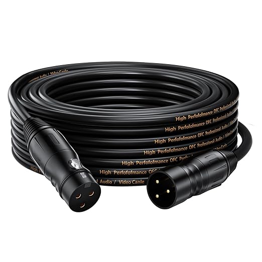 XLR Cables, 25ft Microphone Cable, Balanced Male to Female Mic Cord, XLR Speaker Cable, Black