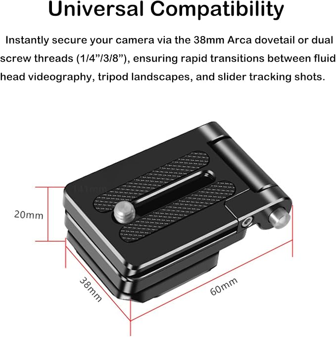 Foldable Camera L Bracket,Tripod Quick Release Plate, Aluminum Vertical Horizontal Switching Mount with Arca Swiss 1/4" & 3/8" Threaded for DSLR Mirrorless Camera Stabilizer Monopod Tripod Gimbal