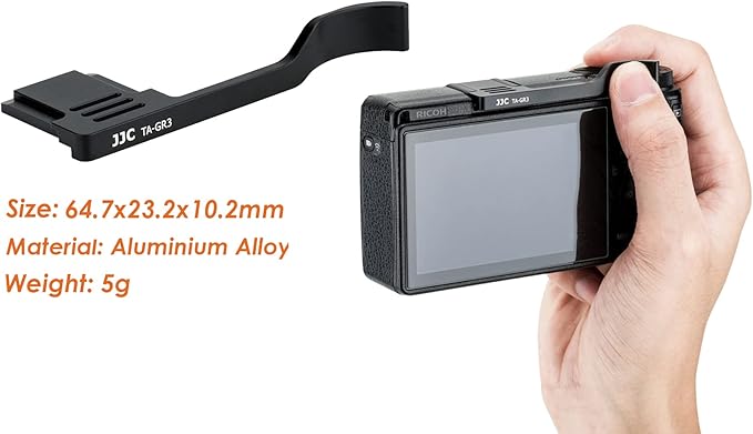 JJC TA-GR3 Thumbs Up Grip for GR III GR IIIx Camera, GR IIIx Thumbs Grip, GR III Thumbs Up Grip, Made of Premium Aluminium Alloy, Hot Shoe Grip Compatible with Ricoh GRIII GRIIIx