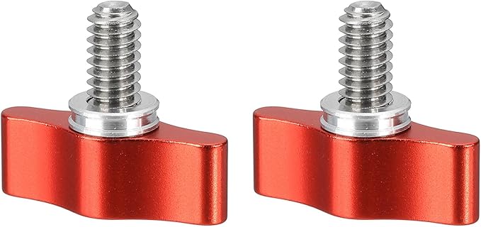 PATIKIL Clamping Screw Knob 1/4" x 0.98", 2Pcs Aluminum Alloy t Shaped Camera Thumb Screws for DSLR Flash Bracket Photography Light Stand Adapter Action Sports Camera Mounting System, Red