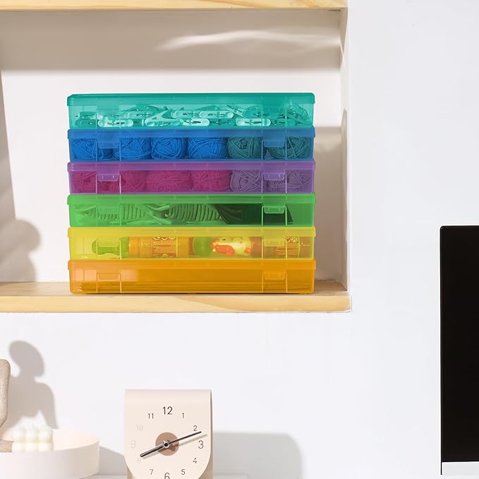 novelinks Small Plastic Storage Box Containers with Latching Lids - Craft Organizers and Storage Stackable Storage Organizer (6 Pack Large -Color)