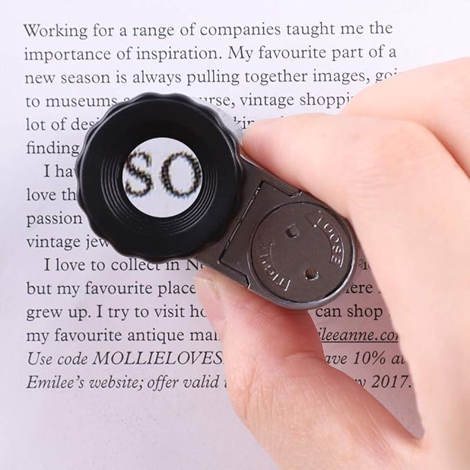 50X Pocket Jewelry Loupe Mini Jewelry Magnifier with UV LED Light Portable Eye Loupe Magnifier Coin Magnifying Glass Microscope Handheld Eye Glass for Jewelry Diamond Stamps Coin Collection