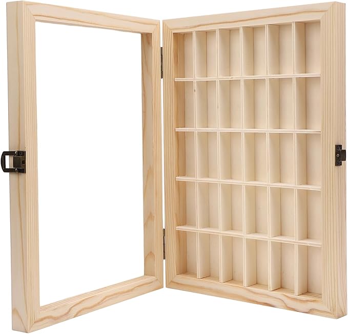 Wooden Film Cassette Display Case - 30 Slot 135 Film Storage Box, Minimalist Dust Proof Organizer for 35mm Camera Film - Solid Wood Photography Collectors Box (11.6x8.5x1.8in)