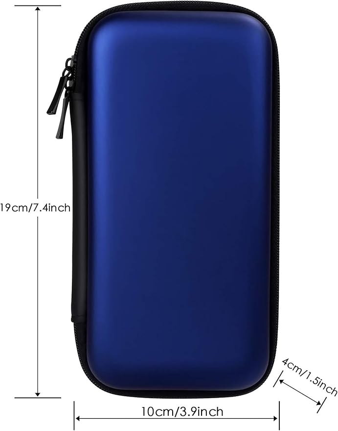 iMangoo Travel Essentials Electronics Organizer Charger Case Portable Dual Zipper Shockproof Pouch Tech Purse Cord Cable Pouches Power Bank Storage Accessories Bag for Women Men,6.5x3.2x1 Blue