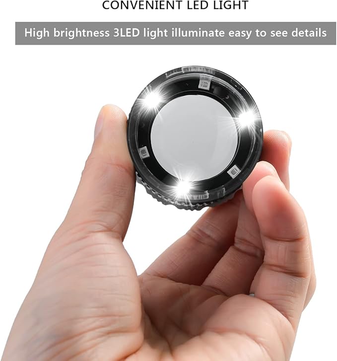 30X Loupe Magnifier,Adjustable Focal Length Magnifier,Foldable Jewelry Magnifier Glass for Textile Optical,Embroidery,Circuit Board,Coins,etc.