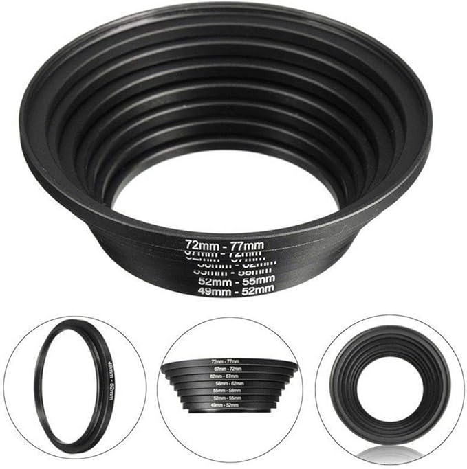 7Pcs Filter Ring Adapter Set, Aluminum Camera Lens Filter Ring Adapter Kit, Camera Professional Mini Step Up, Camera Accessories(49-52mm 52-55mm 55-58mm 58-62mm 62-67mm 67-72mm 72-77mm)