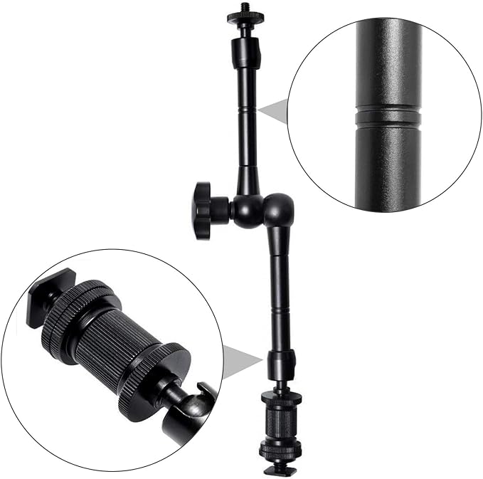 WANBY 11 Inch Articulating Friction Magic Arm & Large Adjustable Super Clamp Pliers Clip with 1/4" and 3/8" Thread for DSLR Camera Rig, LCD Monitor, LED Flash Lights (Arm & Clamp)