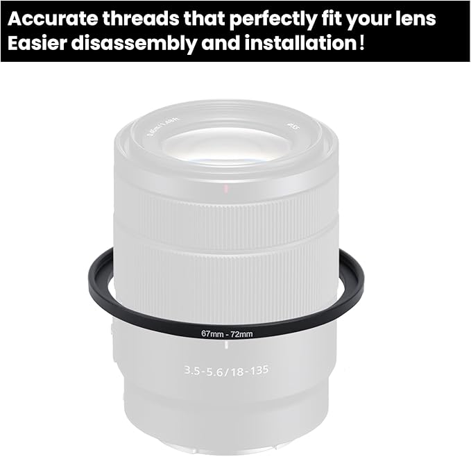 Metal Step Up Ring Filter Adapter - 67mm to 77mm - Metal Ring Step Up Rings Adapter Filter Compatible with All 77mm UV, CPL, ND, Lens Hood, Threaded Lens ect