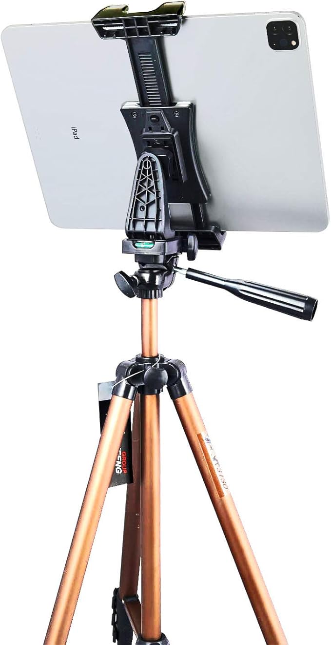 IPad Tripod Mount Adapter 360 Degree Rotatable Universal Tablet Clamp Holder for iPad Pro 12.9 11 10.5, iPad Air Mini, Surface Tab, Galaxy Tab and 3.5 to 13.5in Phone Tablet, for Tripod, Monopod