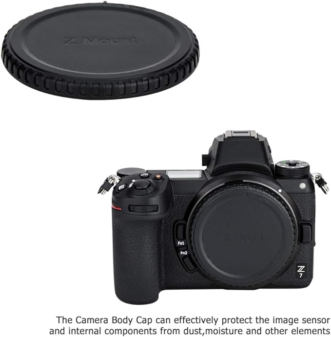 2 Pack Z Mount Body Cap Cover & Rear Lens Cap for Nikon Z9 Z8 Z7 Z7II Z6 Z6II Z6III Z5 Z5II Z50 Z50II Z30 ZR Zf Zfc Mirrorless Camera and Z Mount Lenses, 2 Extra Hot Shoe Protective Covers Included