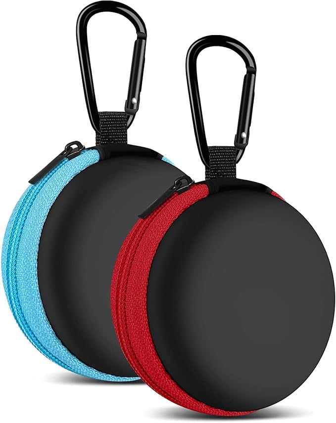 MOLOVA for Earphone Carry Case, 2-Pack Small Round Pocket Earbud Travel Carrying Case with Zipper for Smartphone Earphone, Wireless Headset, USB Cable, SD Cards Storage Bags, Masks and More