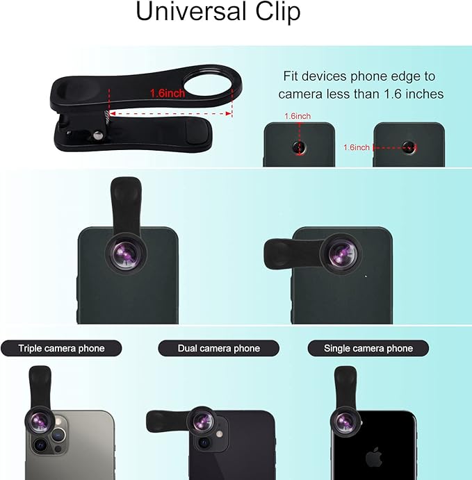 Godefa Phone Camera Lens Kit, 14 in 1 Lenses with Selfie Light for iPhone 14 13 12 11 Xs X Pro Samsung and Other Andriod Smartphone, Universal Clip on Wide Angle+Macro+ Fisheye Camera Lenses