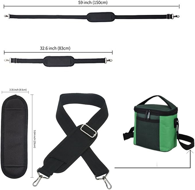 JAKAGO 59" Replacement Wide Shoulder Strap, Adjustable Bag/Purse Shoulder Belt Strap with Clip Hooks and Comfortable Non-Slip Pad for Briefcase/Duffel/Camera/Laptop Case(black)