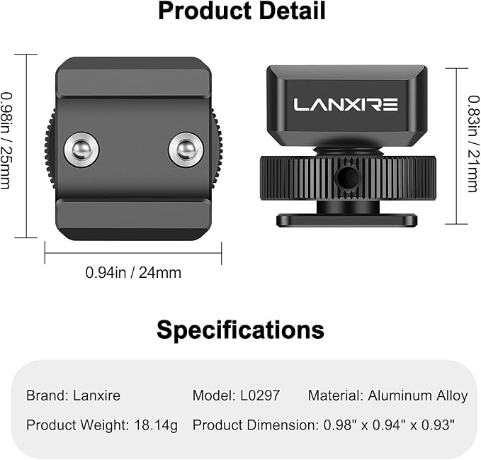 Cold Shoe Mount Adapter with Retractable Pins for Anti Drop Microphone Accessories, Fits for Camera Cage, Monitor, Microphone, LED Video Light and Other Photography Accessories