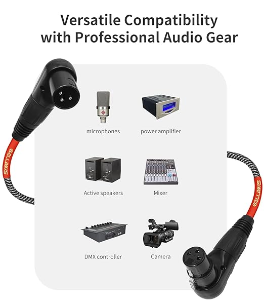 2-Pack Right Angle XLR Cable,1.6FT,Adjustable-Female XLR to Male XLR Microphone Mic Cable Cord, 90 Degree Female to 90 Degree Adapter for Sound Devices Mixer Recorder