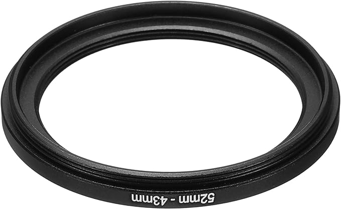 PATIKIL 52mm-43mm Metal Step Down Ring, Camera Lens Filter Adapter Ring Aluminum Filter Adapter Ring for Camera Lenses Hood, Black