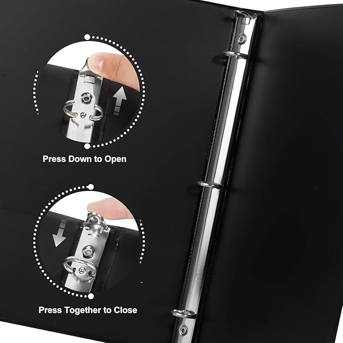 CIXILDTS 1.5-inch Round Ring Binder, Durable 1.5" 3 Ring Binder Fit Letter Size Paper, Black, 36-Pack