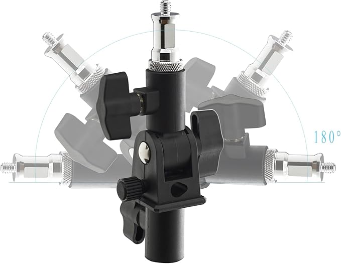 Alluneitter U-Shape Camera Flash 180°Swivel Mount Bracket with Standard 1/4 to 3/8 inch Flat Head Metal Screw Spigot Stud Compatible for Umbrella Softbox Reflector Holder Stand for Video Studio Light