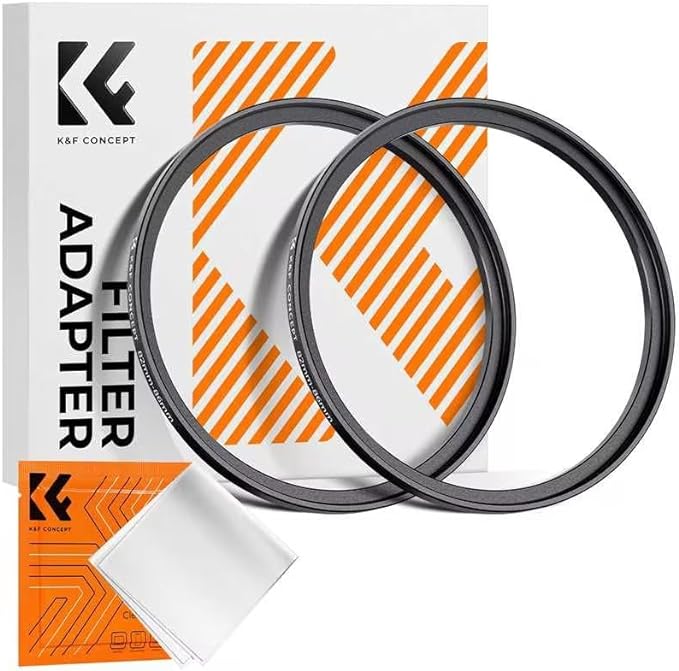 K&F Concept 49-82mm(2 Pcs) Step-Up Ring Adapter, 49mm to 82mm Step Up Filter Ring for 49mm Lens Install 82mm ND CPL UV Lens Filter
