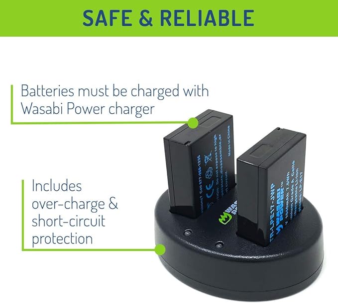 Wasabi Power LP-E17 Battery (2-Pack) and Dual USB Charger for Canon LP-E17 and Canon EOS R10, EOS RP, EOS M6 Mark II, M6, M5, M3, EOS Rebel T8i, T7i, T6i, T6s, EOS Rebel SL3, SL2, EOS 77D