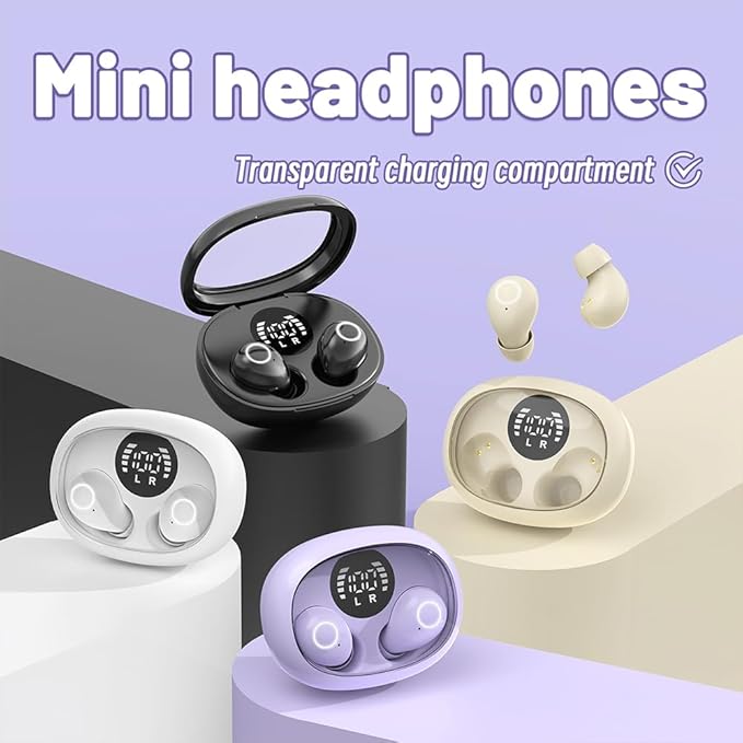 Small Invisible Sleep Earbuds Smallest Wireless Bluetooth Low Profile Micro Tiny Discreet Mini Headset，with Mic，for Small Ear Canals Invisible Ear Buds，Discreet Headphones Spy Earpiece