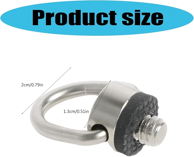 Stainless Steel D Rings Screw, 1/4" 20 Camera Fixing with Rubber Padded for Tripods DSLR Shoulder Straps D Rings