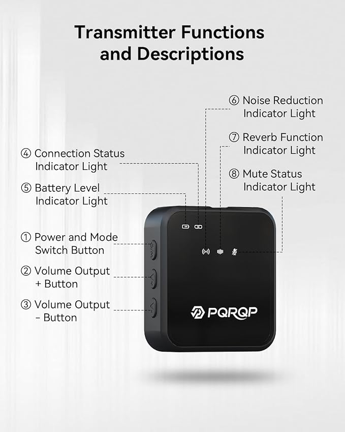 PQRQP 3 in 1 Microphone for iPhone/Android/Camera, Wireless Microphones, 328ft Transmission, 18H Battery Life, Mini Microphone for Record Interview, Vlogs, Tiktok