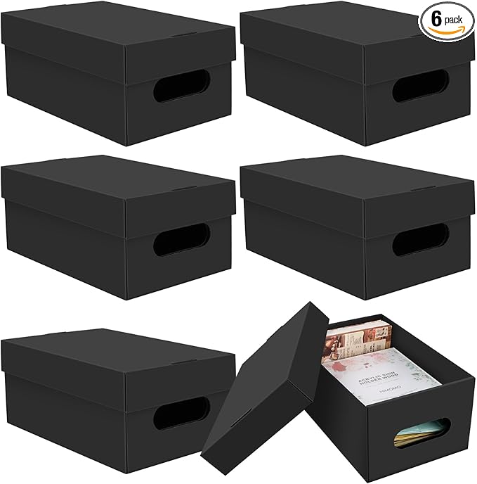 aopule 6PCS Photo Storage Box for 4"x6" Photos,10.2“ x 6.5“ x 4.7“ Picture Box Store and Protect Pictures,Documents Black