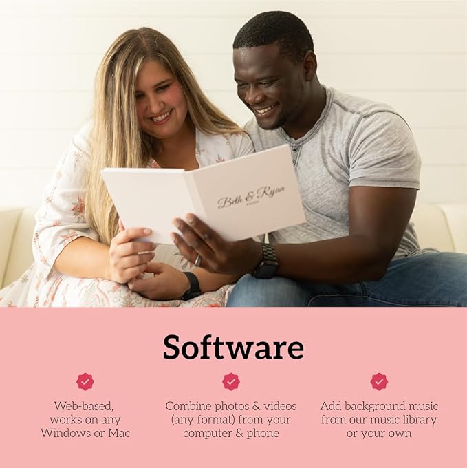 Heirloom Video Book - 5" HD Screen for Custom Memory Gift - Wedding Birthday Christmas Anniversary - 20 Min Video Photo Keepsake - USB Rechargeable - Flower
