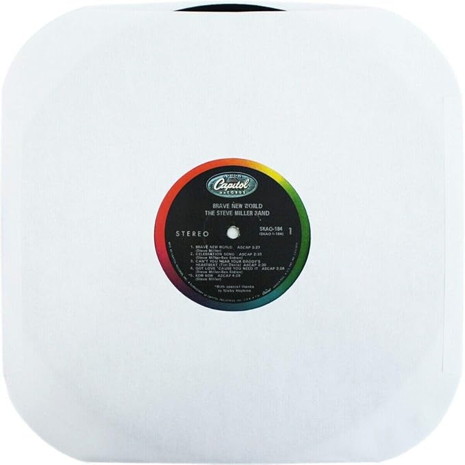 (500) Archival Quality Acid-Free Heavyweight Paper Inner Sleeves with Hole for 12" Vinyl Records - Durable 20# Paper - Easy Record Insertion - #12IW