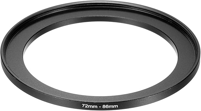 PATIKIL Step-Up Ring Adapter 72mm to 86mm, Filter Step-up Rings Camera Lens Filters Metal Ring Digital for ND IR DSLR Lenses, Black
