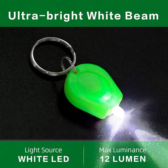 10 Pack Ultra Bright Mini LED Keychain Flashlight, Small Key Ring Flashlight, Portable LED Keychain Light for Outdoor Activities Emergency Light - Green Shell