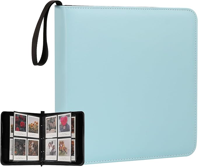 240 Pockets Portable Binder Photo Album Book For i-Type Square Polaroid Photos and Instax Wide Film Pictures (Sky Blue)