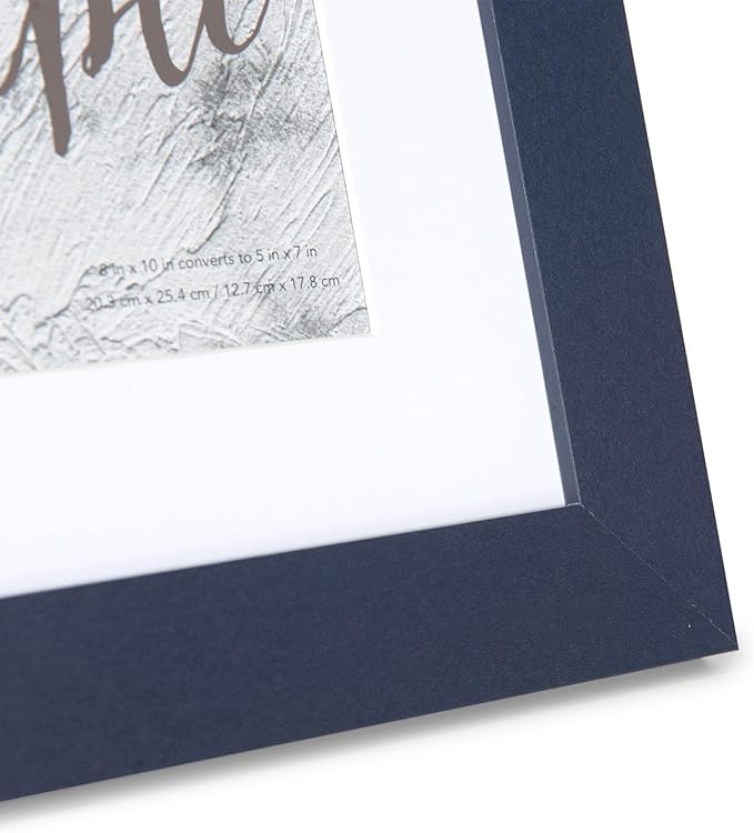 kennethan 2 Pcs Navy Blue Picture Frame Set - 8x10 Frame, Display 5x7 or 8x10 Picture with or Without Mat on the Wall