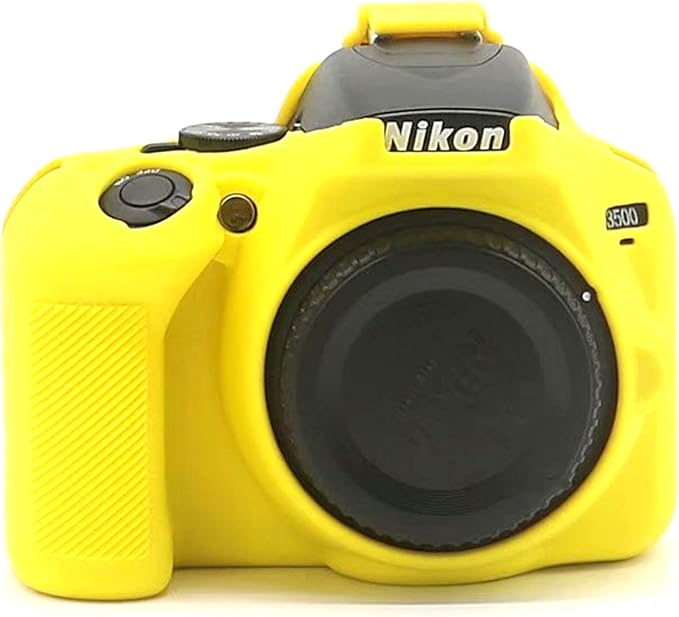 Professional Secure Silicone Camera Cases Bag Housing Rubber Body Skin for Nikon D3500 Digital SLR Camera (Yellow)