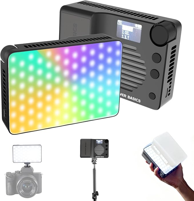 NEEWER BASICS BS40C Full RGB Magnetic Camera Video Light, 45W Boost Mode, Small LED Panel Lighting 4800lx/0.5m CRI95+ 2500-10000K 14 Scenes 5000mAh for DSLR Tripod Streaming Photography Vlog Recording