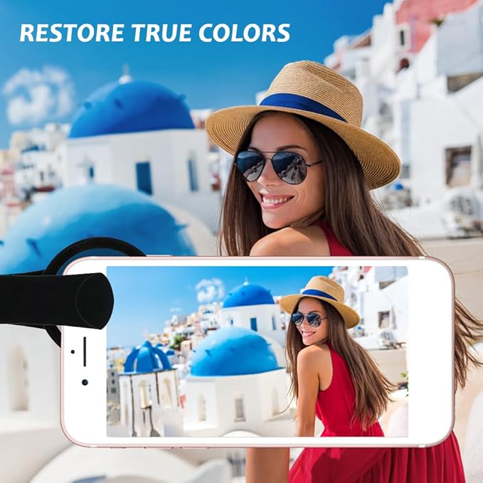 52mm Polari/zed Camera Lens Phone Universal CPL Filter Clip Kit, Portable Phone Polarizing Lens Filter for Cell Phones Camera Assistant Len and Effects Filters(Black)
