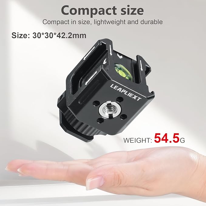 Metal Cold Shoe Mount Adapter，1/4"-20 Thread，3 Cold Shoe Mounts,Tripod, Camera Cage, Flash, Monitor, Microphone, etc，Compatible with Nikon, Canon, Sony /SLR Cameras for Hot Shoe Expansion