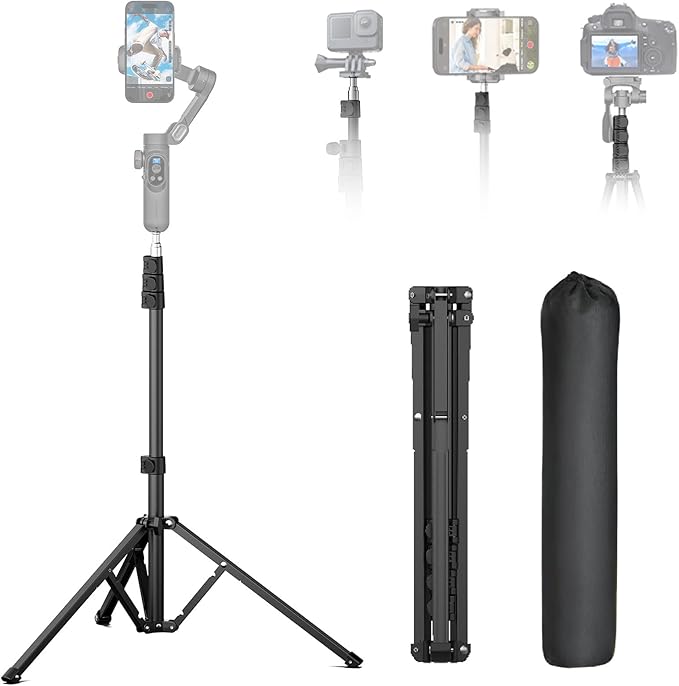 AOCHUAN Phone Gimbal Stabilizer 3-Axis Smartphone Foldable Gimbal for iPhone Gimble with Focus Wheel TikTok YouTube Vlog Stabilizer iPhone&Android-AOCHUAN Smart XE& 1.7M Complete Camera Tripod