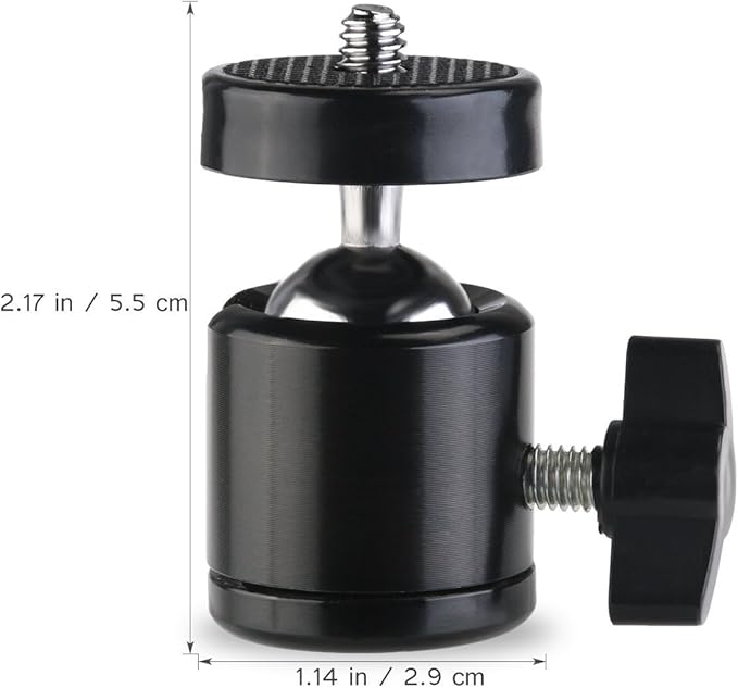 SLOW DOLPHIN Hot Shoe Mount Adapter 360 Degree Swivel Mini Ball Head 1/4 Tripod Screw Head for Cameras, Camcorders, Smart Phone, Gopro, LED Video Light, Microphone(2 Packs)