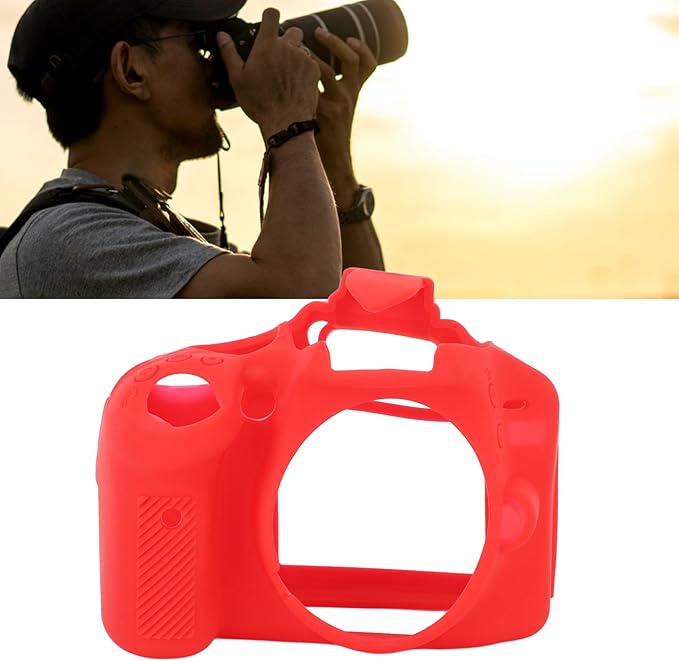 Cuifati Silicone Camera Case for D3100, Rubber Housing Protective Cover Anti Shock Anti Slip DSLR Skin Cover, Full Body Detachable Cage (Red)