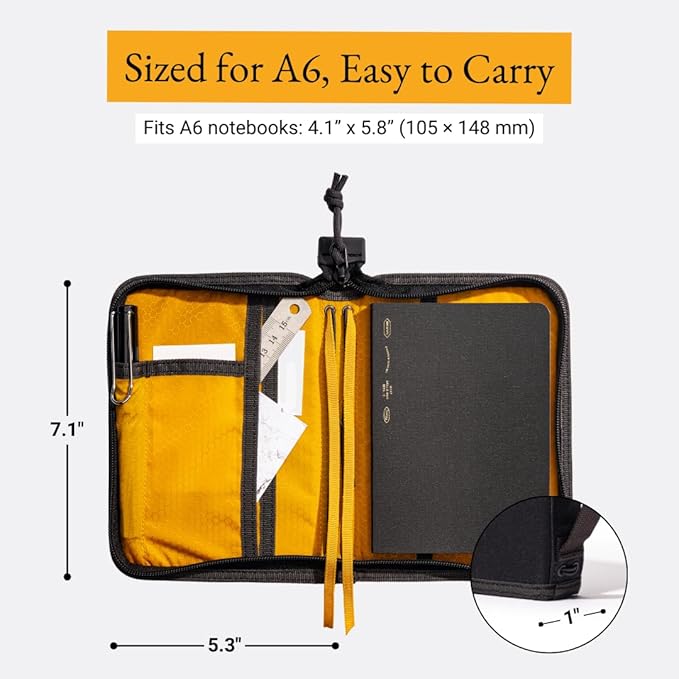 LOCHBY® Field Folio A6 | Zippered Notebook Cover | Water-Resistant Waxed Canvas | Ideal for Travel, Art, & Bullet Journals