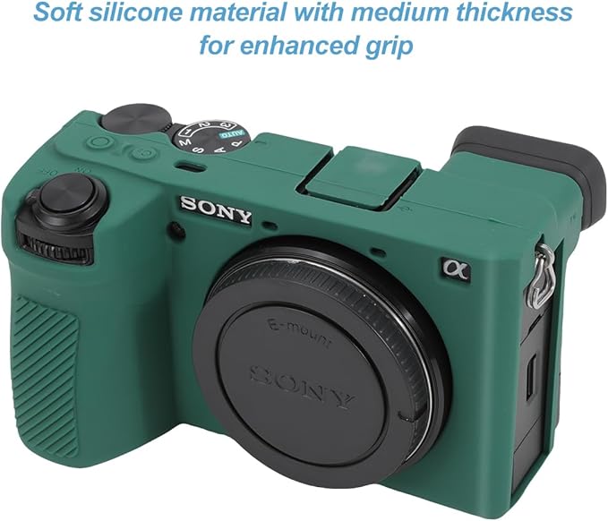 Pocoukate Case for Sony Alpha 6700 Camera, Soft Silicone Protective Cover Skin with A6700 Screen Protector Accessories for Sony Alpha 6700 Camera Silicone Case - Deep-Green