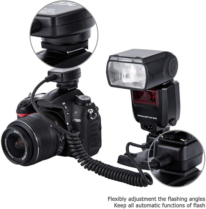 Flash TTL Cord JJC Off-Camera Flash Hot Shoe Cord for Nikon Z5 Z6 Z6II Z7 Z7II D6 D5 D780 D850 D810 D750 D500 D7500 D7200 D5600 D5500 D5300 D3500 D3400 Replaces Nikon SC-28 Cord -1.3m